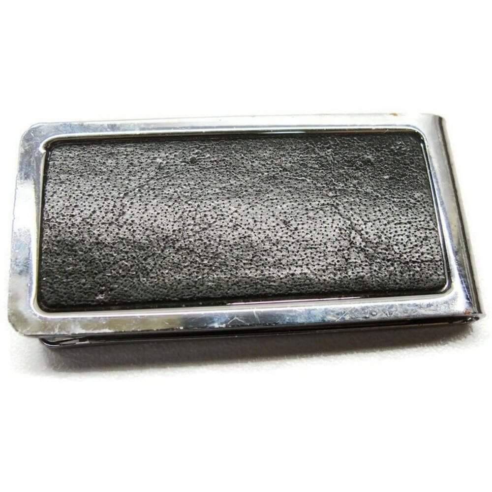 Money Clip Stainless Steel Leather Credit Card Cash ID Holder